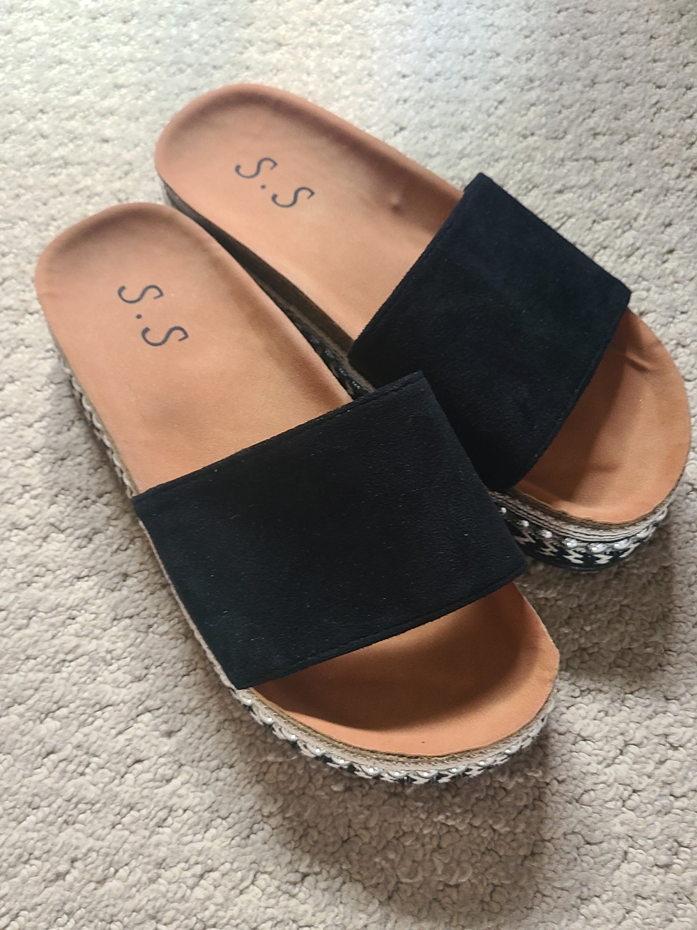 Black Slide Espadrille Sandals